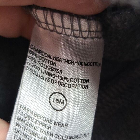 Nike Boys 18M Baby/Toddler Warm Winter Fleece Hoodie Sweatshirt Gray Zip Front - Picture 5 of 6